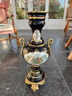 Set 2 grote klassieke vazen – porselein kobaltblauw met goud, Enlèvement, Comme neuf