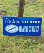 Vintage emaille reclamebord Audion Elektro Dealer Service., Ophalen of Verzenden, Gebruikt, Reclamebord