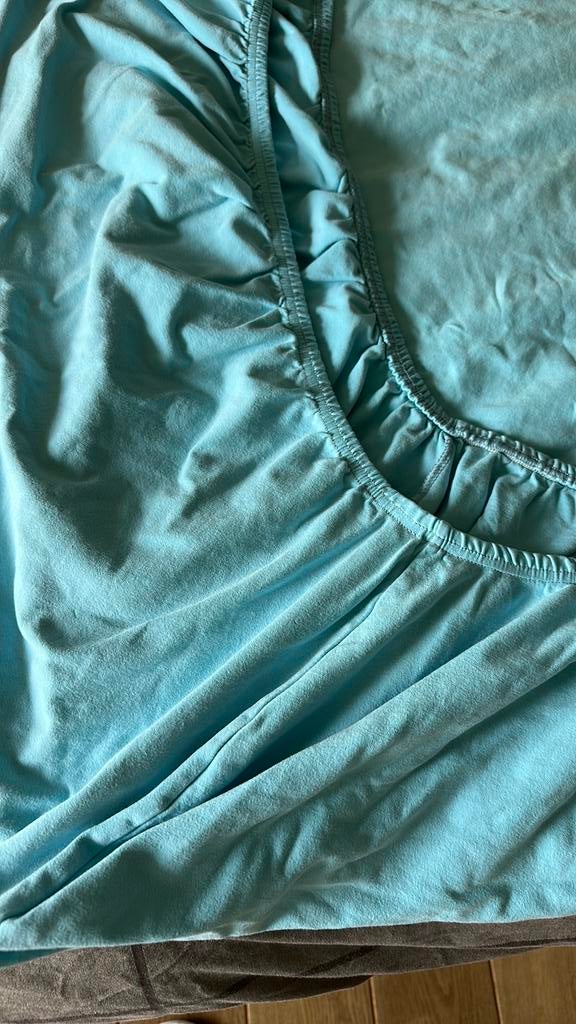 Draps-housses turquoise uni 140x200 - 160x220, Maison & Meubles, Drap-housse ou Taie d'oreiller, Enlèvement ou Envoi, Rose, Une personne