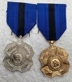 Medailles, Zilveren + Gouden med Leopold-II Orde, Als LOT, Enlèvement ou Envoi, Armée de terre, Ruban, Médaille ou Ailes