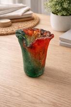Handgevormde glazen vaas – groen/rood kleurverloop, Ophalen