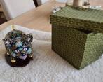 Vintage Cloisonné Varkentje met ondervoet en originele doos, Enlèvement