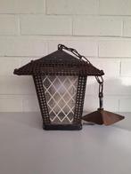 Vintage lantaarn hanglamp, Ophalen of Verzenden, Gebruikt, Glas