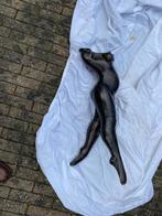 Brons groot beeld naakte poses dame op blauw steen voet., Antiek en Kunst, Ophalen, Brons