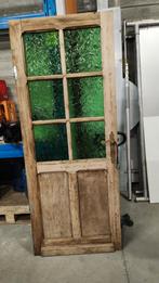 Prachtig antieke deur met dik groen glas, Comme neuf, Enlèvement ou Envoi
