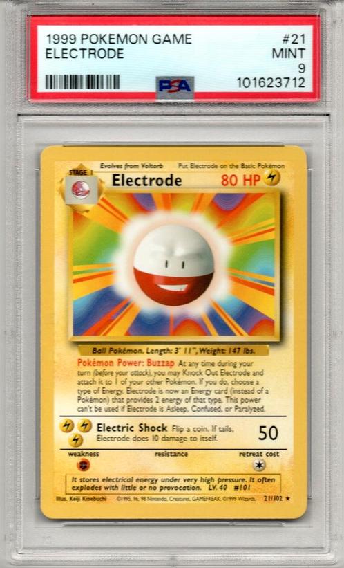 Electrode Psa 9 Base set unlimited, Hobby en Vrije tijd, Verzamelkaartspellen | Pokémon, Zo goed als nieuw, Ophalen of Verzenden