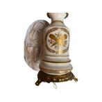 Lampe en Porcelaine Dorée à Socle - Décor Empire Mouches, Antiquités & Art, Enlèvement ou Envoi