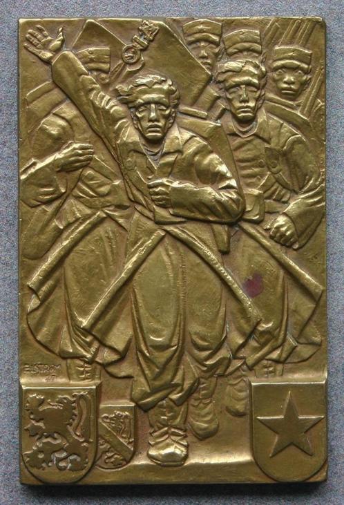 zeldzame medaille / plakket Volontaire coloniaux Namur 1914, Verzamelen, Militaria | Algemeen, Overige soorten, Lintje, Medaille of Wings
