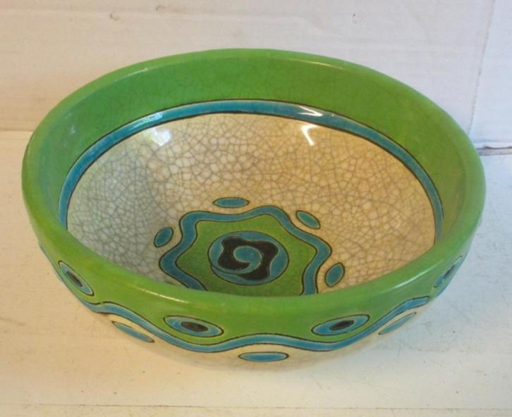 art deco Boch Keramis schaal Catteau geometrisch motief, Antiek en Kunst, Antiek | Keramiek en Aardewerk, Verzenden