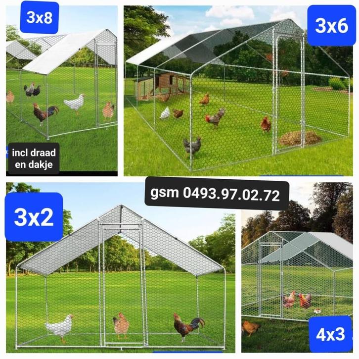 nieuwe kippenrennen incl draad en dakje, Dieren en Toebehoren, Pluimvee | Toebehoren, Nieuw, Ophalen