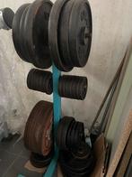 Gym 80 schijven 475 kg + rek, Sport en Fitness, Ophalen, Zo goed als nieuw