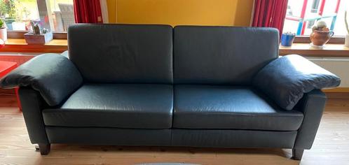 Lederen 3 zit zetel donker blauw, Huis en Inrichting, Zetels | Zetels, Zo goed als nieuw, Rechte bank, Driepersoons, 200 tot 250 cm