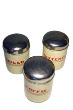 Antieke geëmailleerde keuken voorraad bussen, Ophalen of Verzenden, Zo goed als nieuw