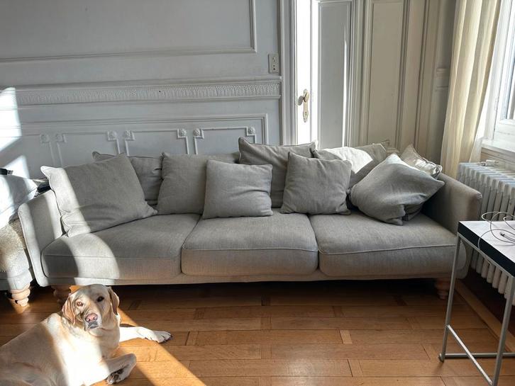 Chaise et pouf AMPM en tissu tweed gris, Maison & Meubles, Canapés | Coins salons complets, Comme neuf, Tissus, Enlèvement