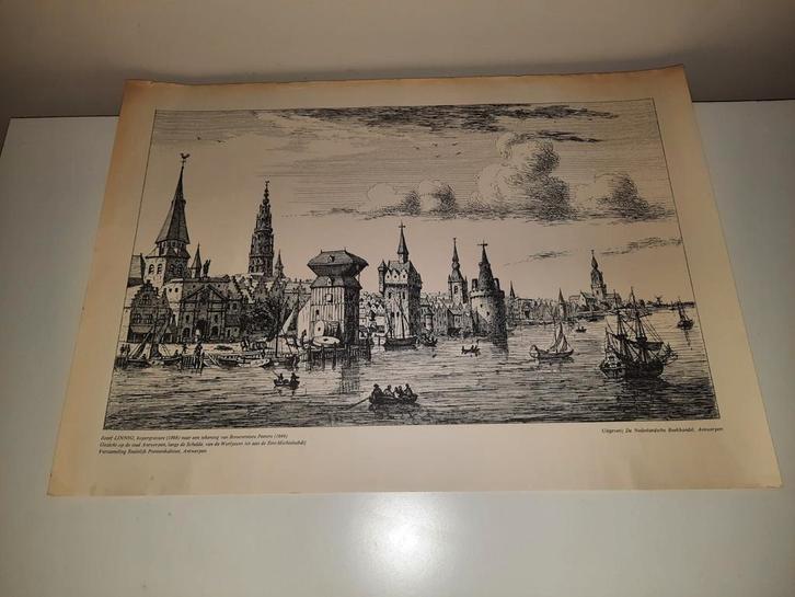 Gravure historique : Redezicht over Antwerp, Antiquités & Art, Art | Eaux-fortes & Gravures, Enlèvement ou Envoi