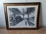 Litho van Delvaux: treinstation, Ophalen of Verzenden