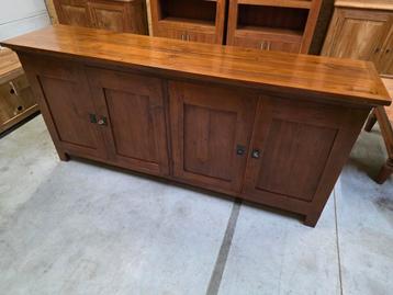 Donkere massief teakhouten dressoir met 2 lades.200cm  beschikbaar voor biedingen