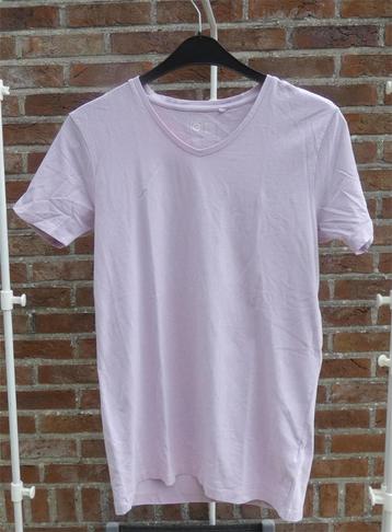 T-shirt rose clair uni colle en V