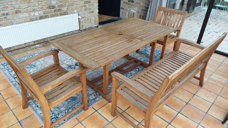 veranda/tuinmeubel set teak - 4 stuks, Tuin en Terras, Tuinmeubel-accessoires, Ophalen