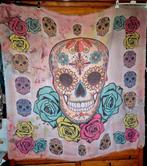 Grande écharpe colorée avec crâne et roses, Enlèvement ou Envoi