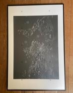 Zwart-wit wereldkaart in kader, Comme neuf, Synthétique, 100 à 125 cm, Enlèvement