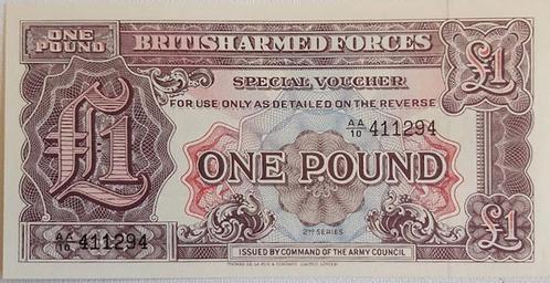 UK 1948 (na WWII) bankbiljet 1Pond Britse Strijdkrachten UNC, Postzegels en Munten, Bankbiljetten | Europa | Niet-Eurobiljetten