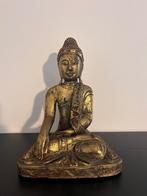 Bouddha Mandalay assis en bois massif 35cm, Enlèvement