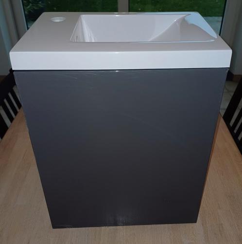 Meuble jamais monté/utilisé gris foncé laqué brillant., Huis en Inrichting, Badkamer | Badkamermeubels, Zo goed als nieuw, Ophalen