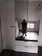 Kleerkast wit - 3 deurs + 2 lades met dubbel spiegel, Huis en Inrichting, Kasten | Kleerkasten, Ophalen