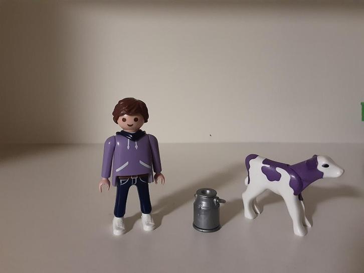 PLaymobil man met Milka kalfje - compleet, Kinderen en Baby's, Speelgoed | Playmobil, Zo goed als nieuw, Complete set, Ophalen of Verzenden