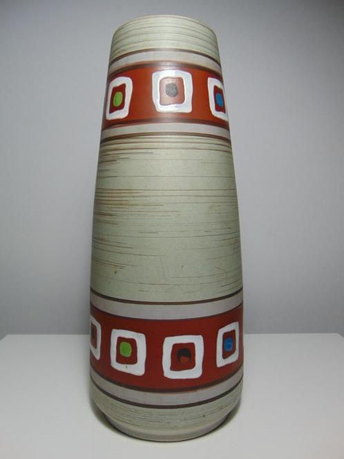 Mooie Mid century vaas met abstract decor - West Germany, Verzamelen, Retro, Huis en Inrichting, Verzenden