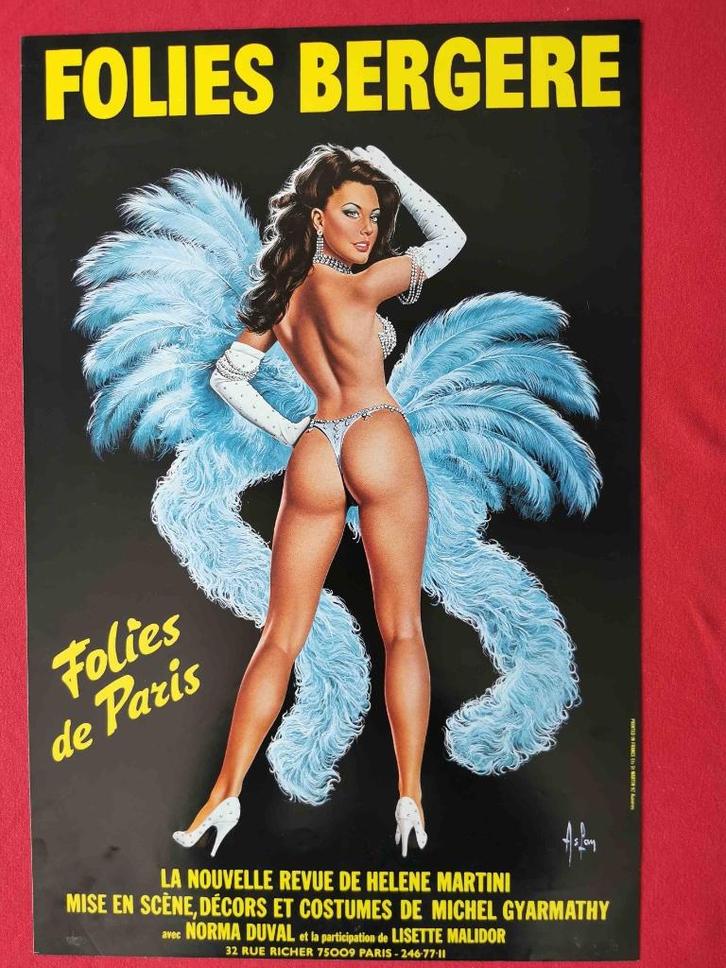 FOLIES BERGERES - ZELDZAME EN ORIGINELE POSTER - 38/58 CM, Verzamelen, Posters, Gebruikt, Muziek, A1 t/m A3, Rechthoekig Staand