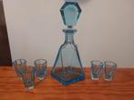 Service à liqueur Art déco en verre bleu, Enlèvement