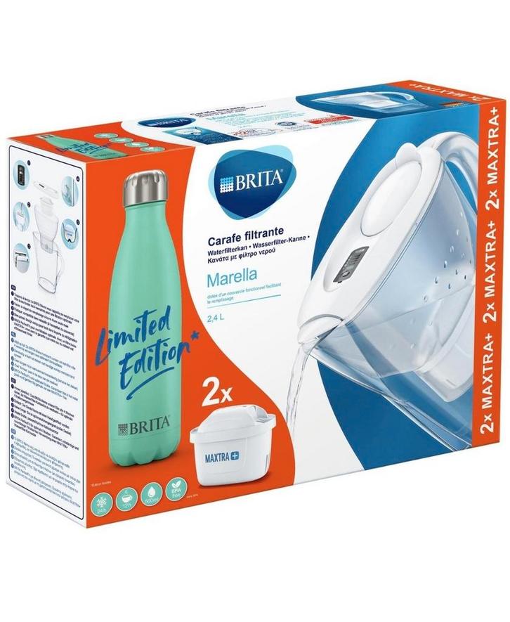 waterfilterkan Marella Cool wit + thermosfles, Huis en Inrichting, Tafelkleden, Ophalen