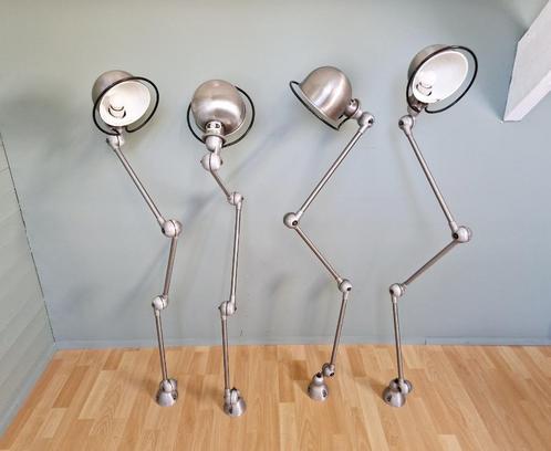 Jieldé 3-armige lamp in geborsteld staal (4 beschikbaar), Antiek en Kunst, Antiek | Verlichting, Ophalen of Verzenden