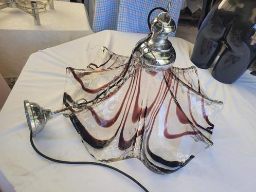Lampe à suspension vintage Murano Mazzega Italia, Maison & Meubles, Lampes | Suspensions, Comme neuf, 75 cm ou plus, Verre, Métal