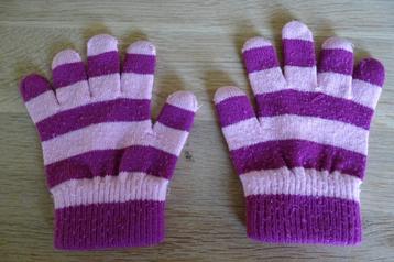 Set paars/roze gestreepte handschoenen  beschikbaar voor biedingen