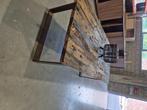 Heel oude tafel in teak met handgemaakt onderstel. Uniek, Ophalen, Teakhout, 200 cm of meer, 100 tot 150 cm