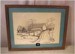 Mooie Tekening 'Hoeve met Boom' - De Gruyter Hugo, Ophalen of Verzenden