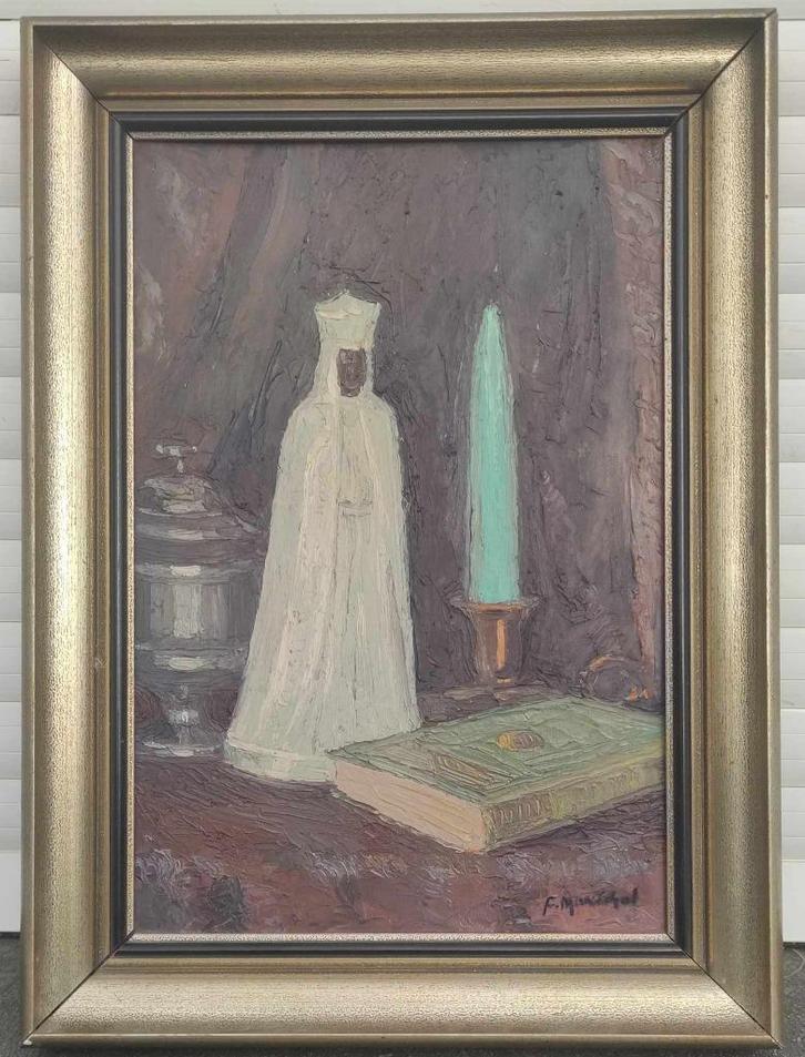 Huile sur panneau piété signe François marechal, Antiek en Kunst, Kunst | Schilderijen | Klassiek, Ophalen of Verzenden