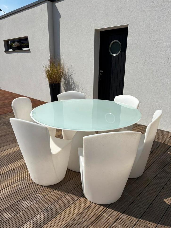 Table Ed-slide design avec chaise zoé, Tuin en Terras, Tuinsets en Loungesets, Zo goed als nieuw, Stoel, Ophalen
