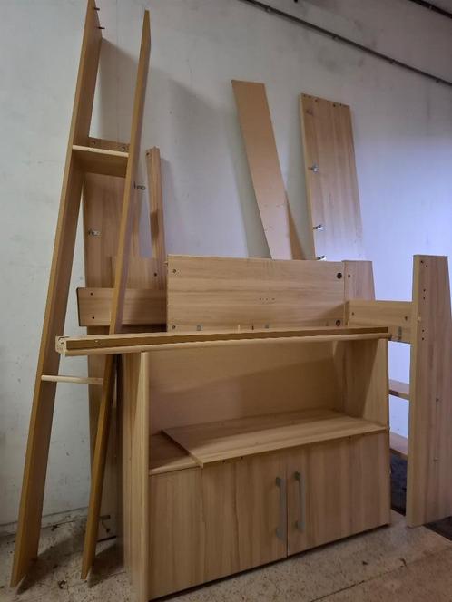 Halfhoogslaper, Huis en Inrichting, Slaapkamer | Bedden, Gebruikt, Eenpersoons, 90 cm, 200 cm, Hout, Bruin, Ophalen