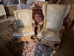 vintage set van leren armstoelen met leerprint, Ophalen