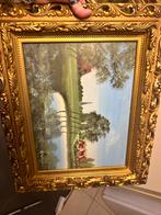 Handgeschilderd landschap in gouden sierlijst, gesi G. Wuyts, Antiek en Kunst, Ophalen