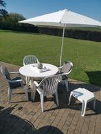 Ensemble de meubles de jardin.
Table pliable, 4 chaises avec, Ophalen, Zo goed als nieuw