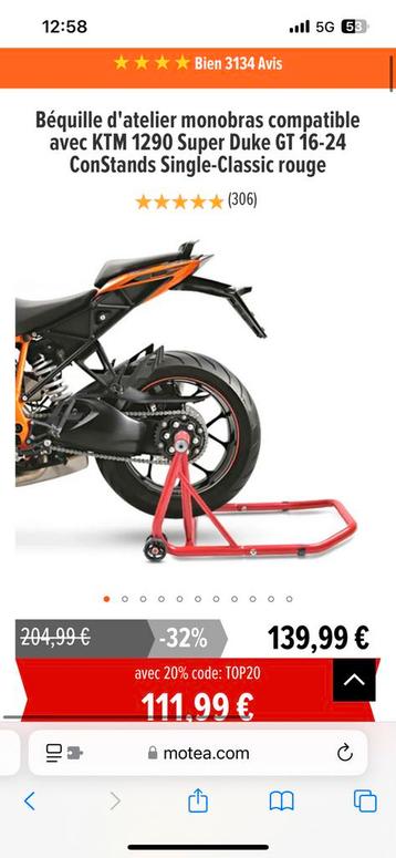 Bequille d’atelier ar KTM 1290  Superduke R/GT beschikbaar voor biedingen