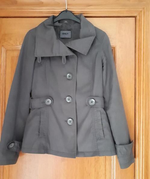 Only - Korte Trenchcoat - maat S - antracite grijs, Kleding | Dames, Jassen | Zomer, Zo goed als nieuw, Maat 36 (S), Grijs, Verzenden