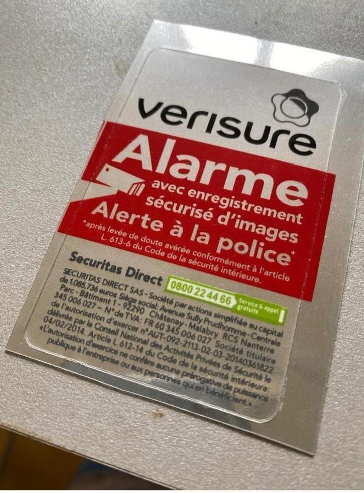 Verisure Securitas direct alarme autocollant, Bricolage & Construction, Éclairage de chantier, Neuf, Autres types, Enlèvement ou Envoi