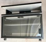 Zwart televisiekastje met draaiplank en glazen deurtjes, Ophalen, Glas