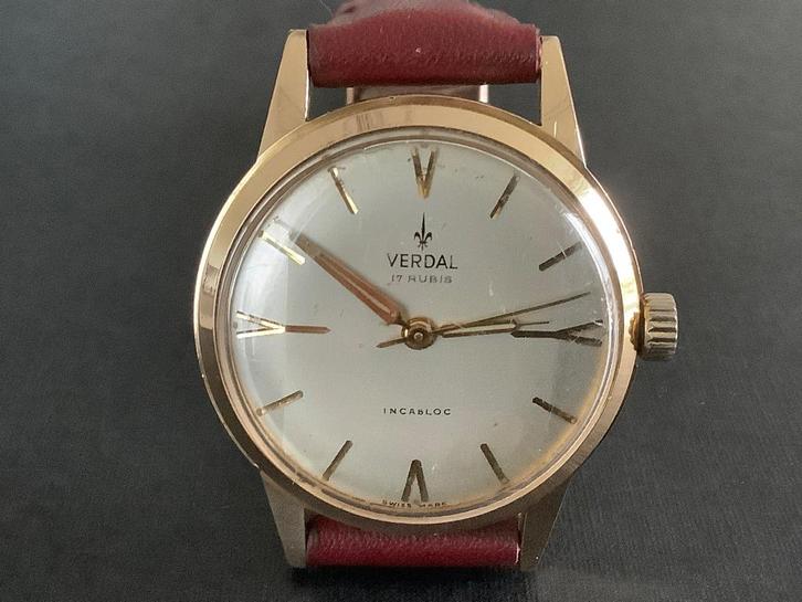 VINTAGE HORLOGE VERDAL 17 RUBIS INCABLOC SWISS MADE ., Handtassen en Accessoires, Horloges | Heren, Zo goed als nieuw, Polshorloge